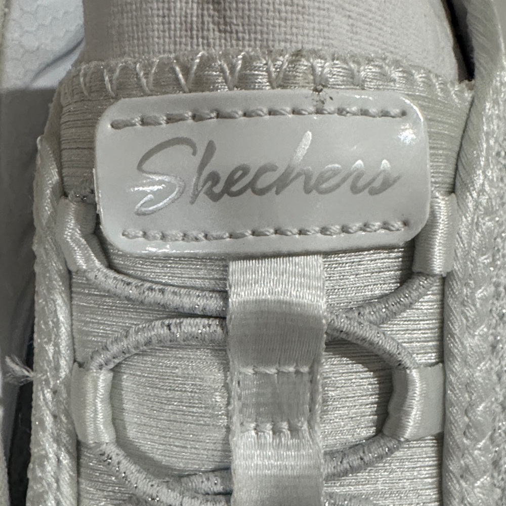 Skechers Women's Sparkling White Slip-On Sneakers - Picture 2 of 5